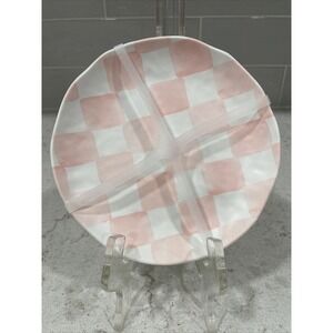 Set 4 CHECKERED PINK 6.5” Appetizer Salad Dessert Snack Plate Plates Melamine